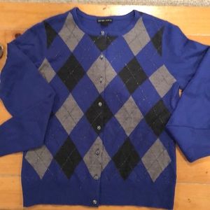 New York and Company Argyle Cardigan